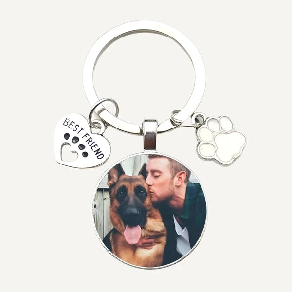 Custom DIY Dog Photo Keychain I Love Dog Glass Crystal Pendant Mini Heart Keychain Car Key Man and Girl Favorite Gift Souvenir - Max & Marley