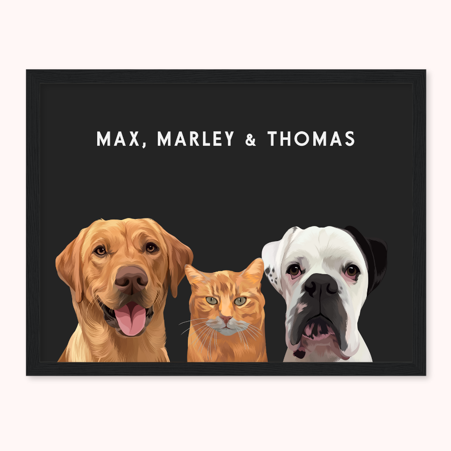 Personalised Trio Pet Portrait