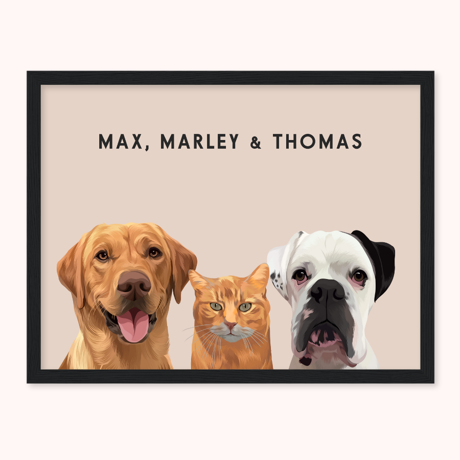 Personalised Trio Pet Portrait