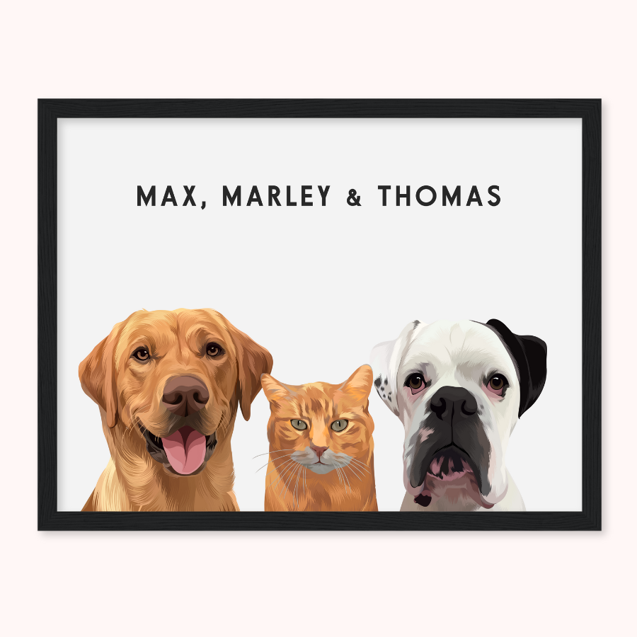 Personalised Trio Pet Portrait