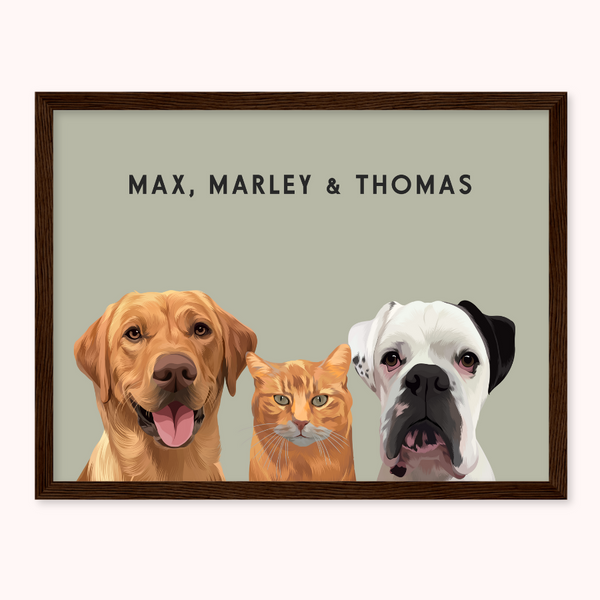 Personalised Trio Pet Portrait