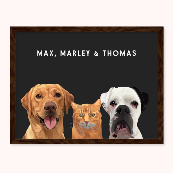 Personalised Trio Pet Portrait