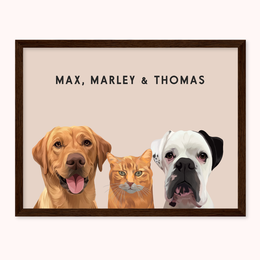 Personalised Trio Pet Portrait