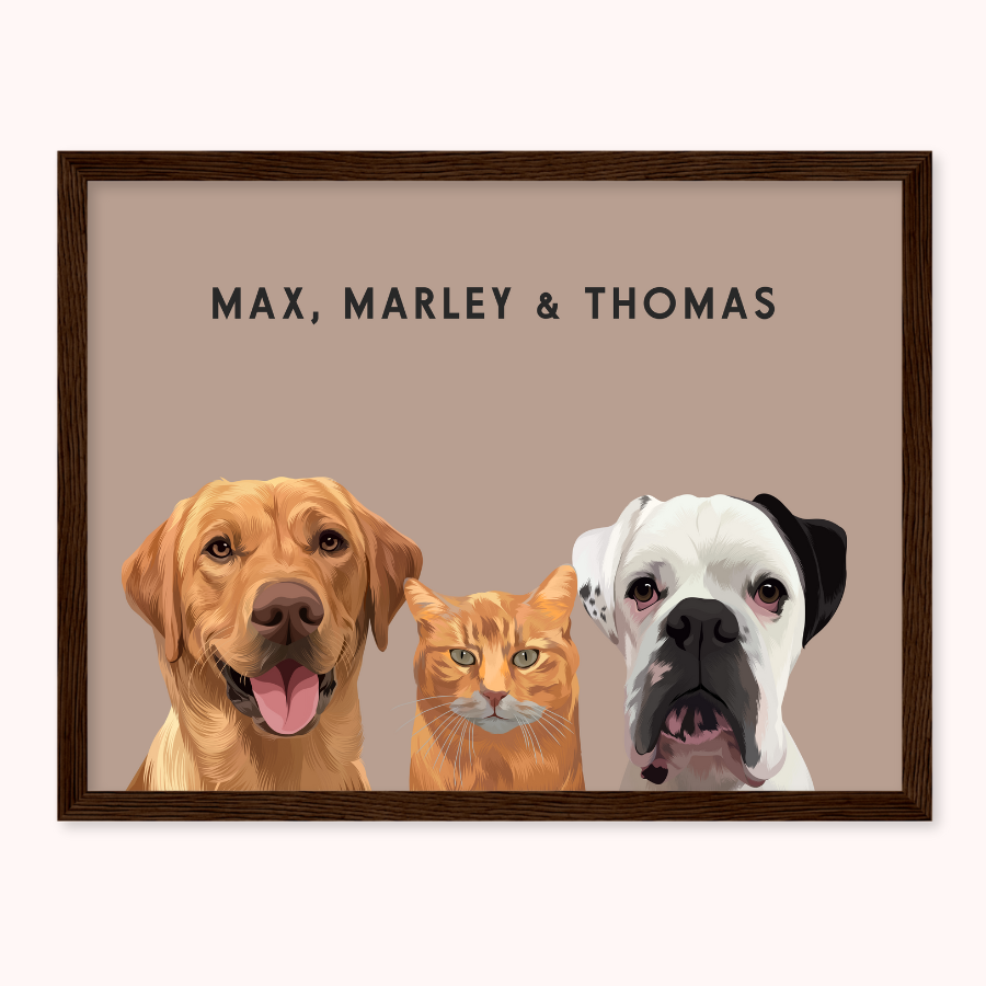 Personalised Trio Pet Portrait