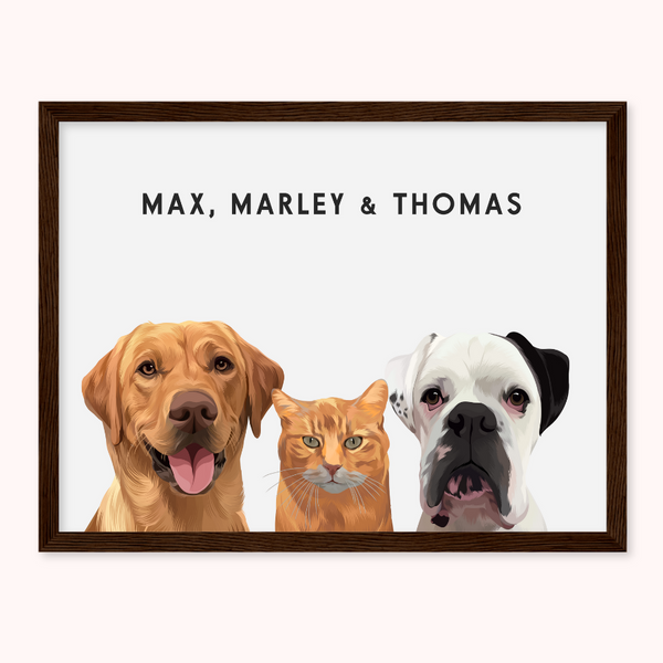 Personalised Trio Pet Portrait