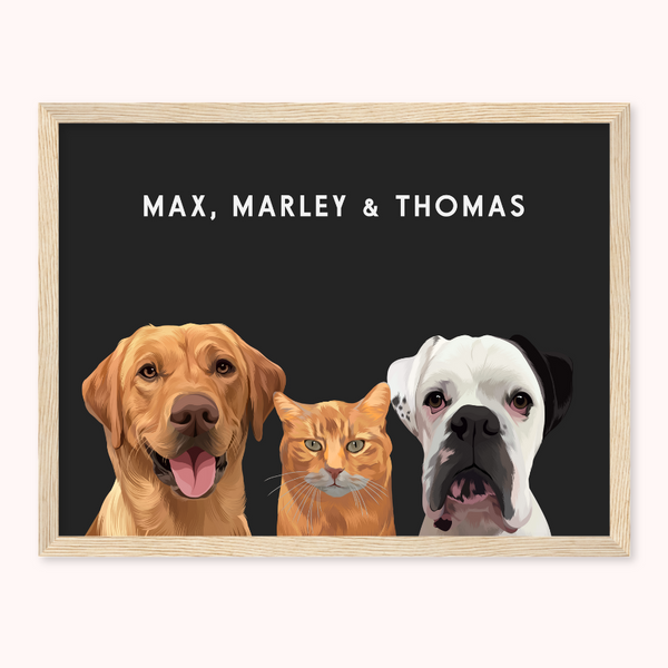 Personalised Trio Pet Portrait