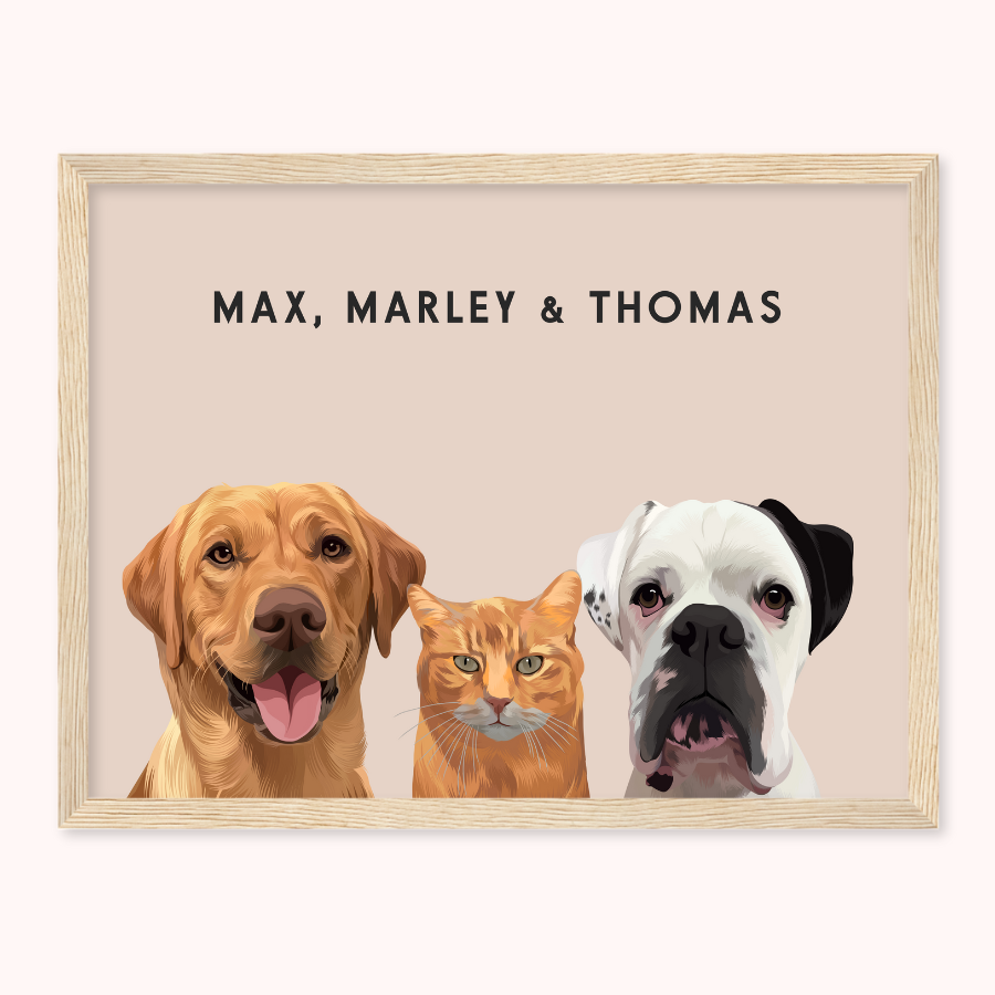 Personalised Trio Pet Portrait