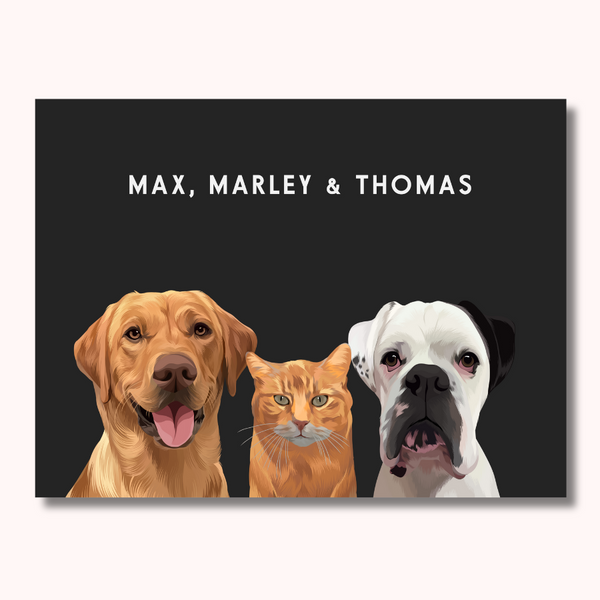 Personalised Trio Pet Portrait