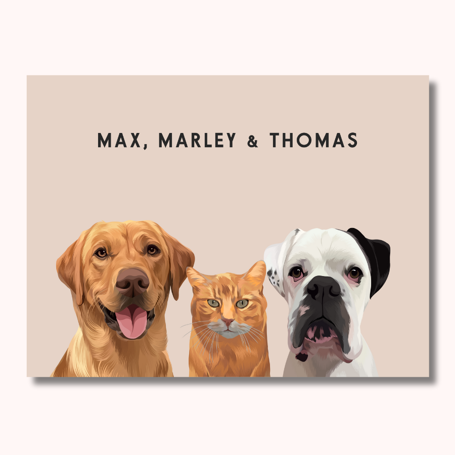 Personalised Trio Pet Portrait