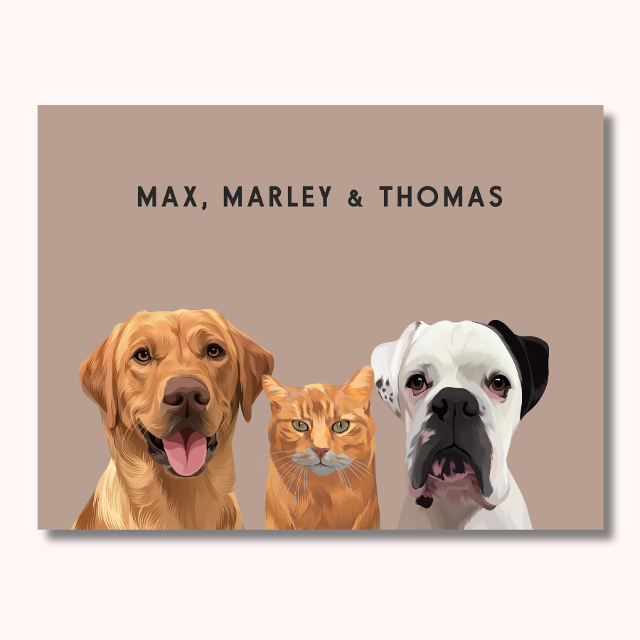 Personalised Trio Pet Portrait