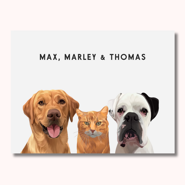 Personalised Trio Pet Portrait