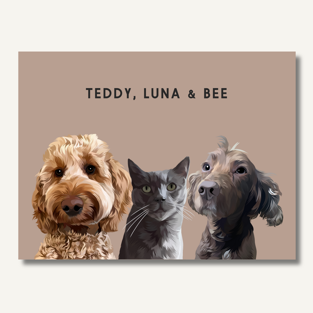 Personalised Three Pet Portrait