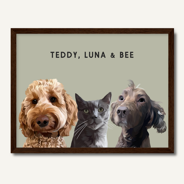 Personalised Three Pet Portrait