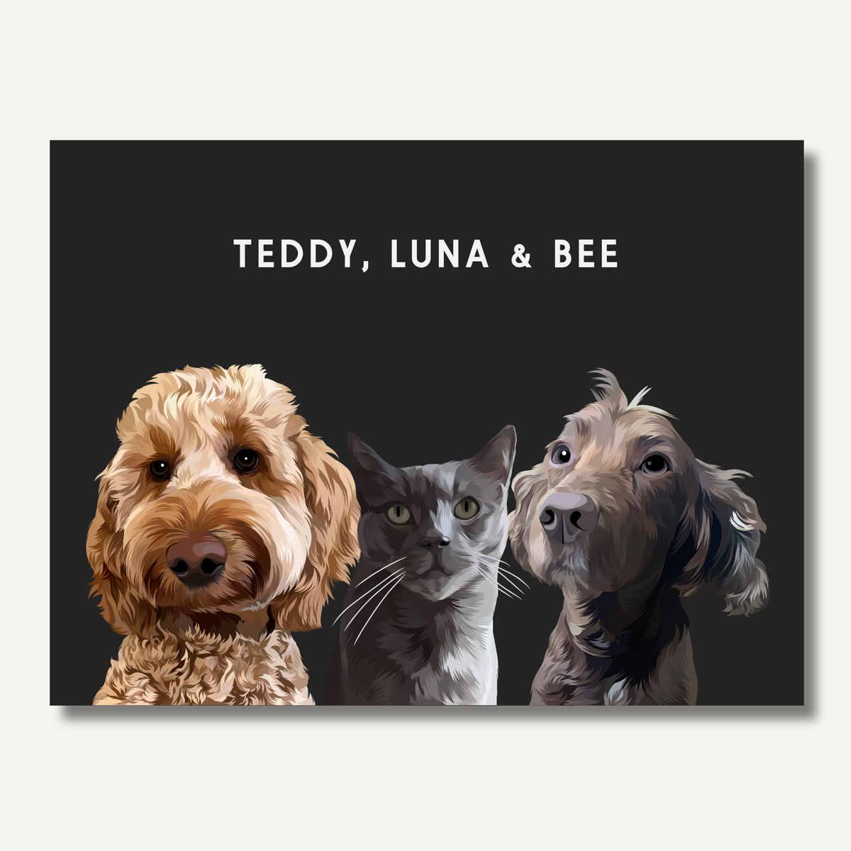 Personalised Three Pet Portrait