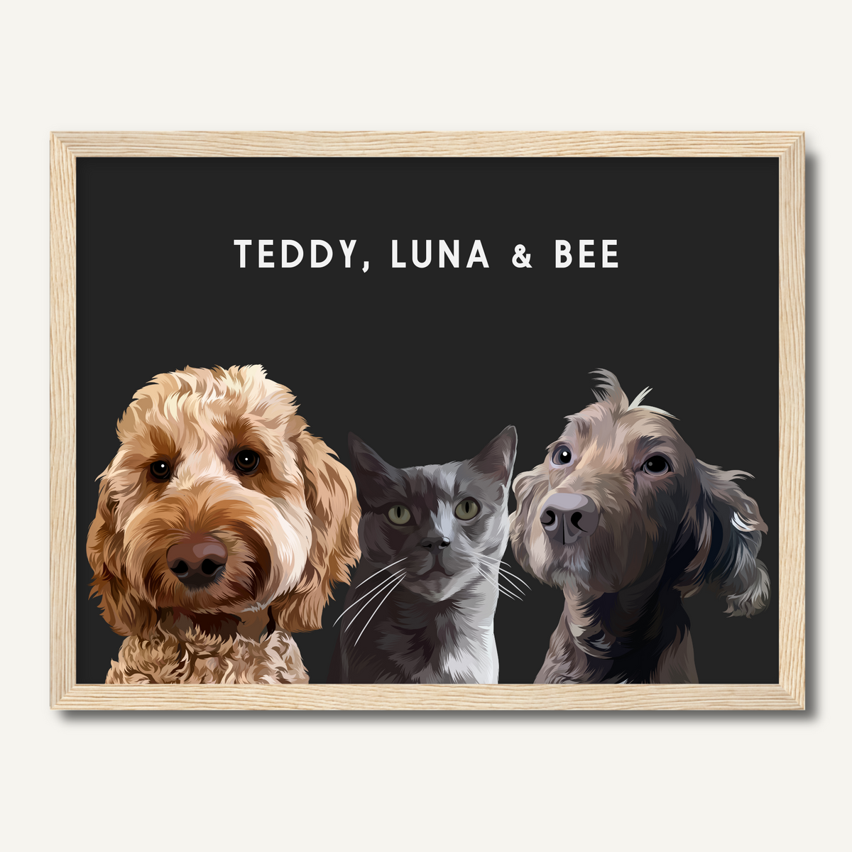 Personalised Three Pet Portrait