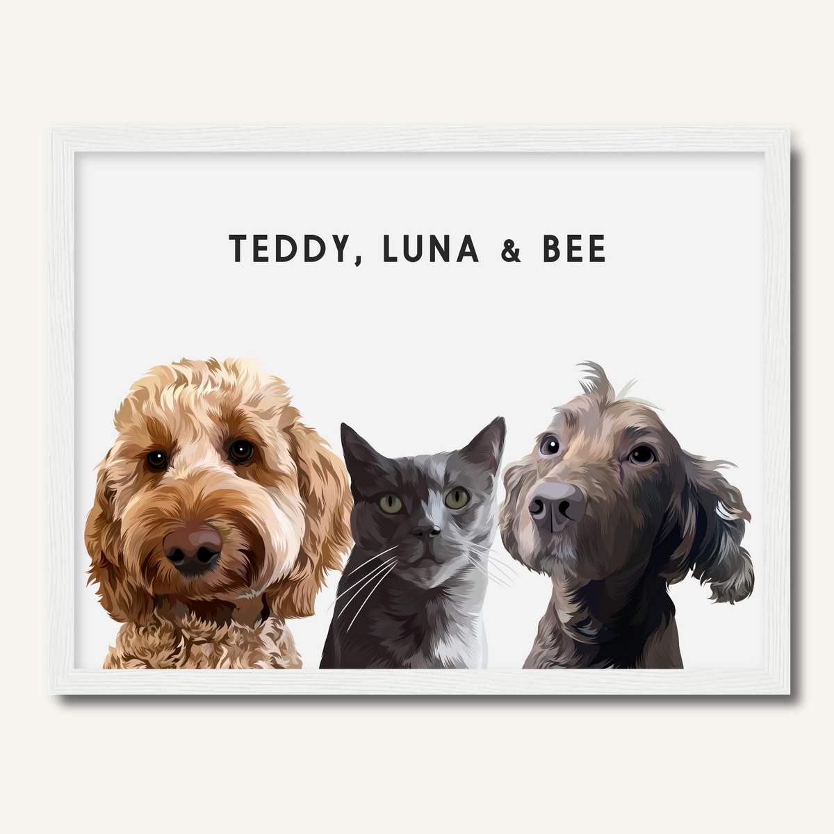 Personalised Three Pet Portrait