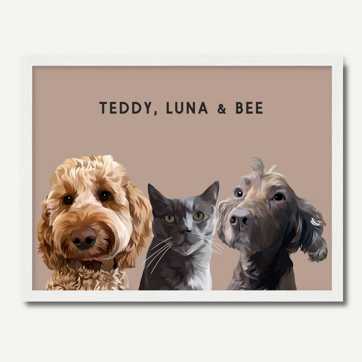 Personalised Three Pet Portrait