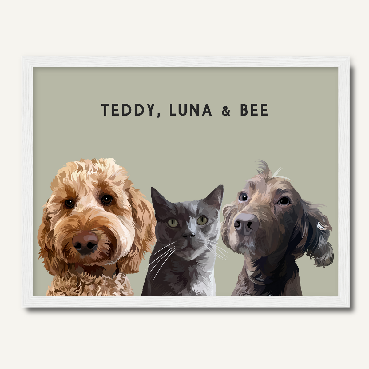 Personalised Three Pet Portrait