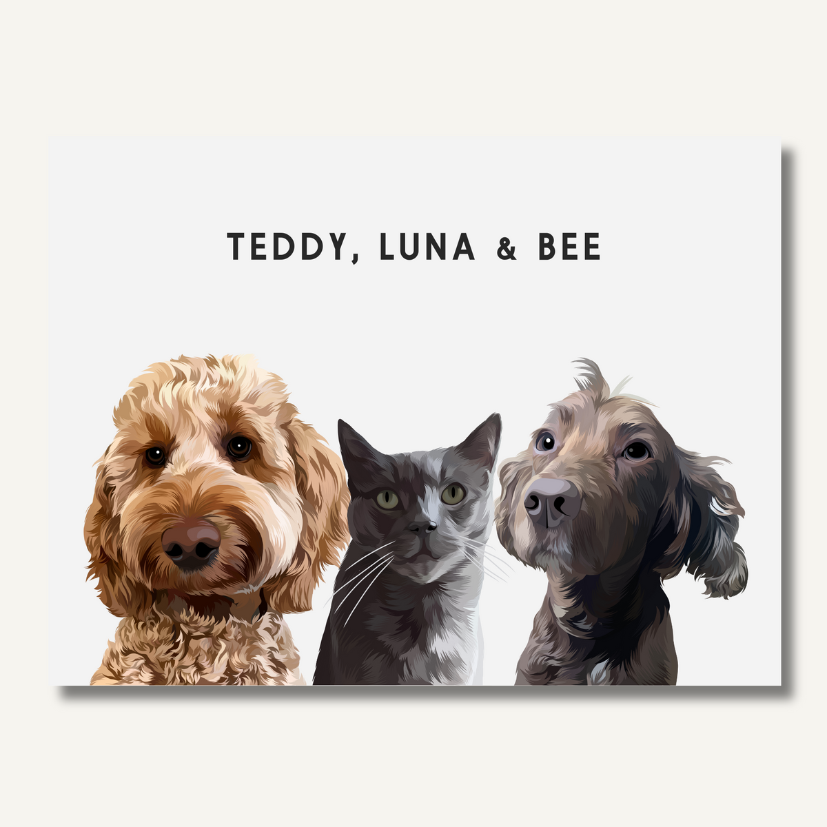 Personalised Three Pet Portrait