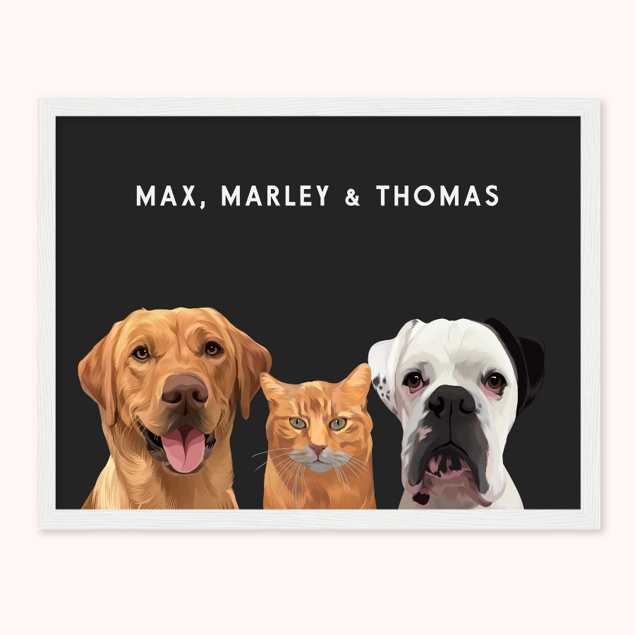 Personalised Trio Pet Portrait