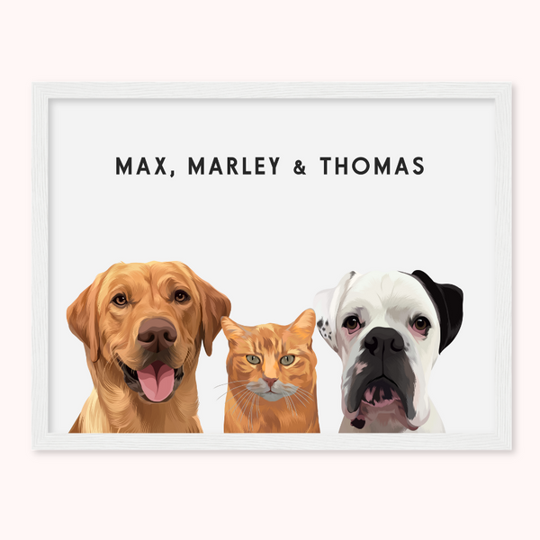 Personalised Trio Pet Portrait