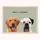 Personalised Two Pet Portrait - Max & Marley