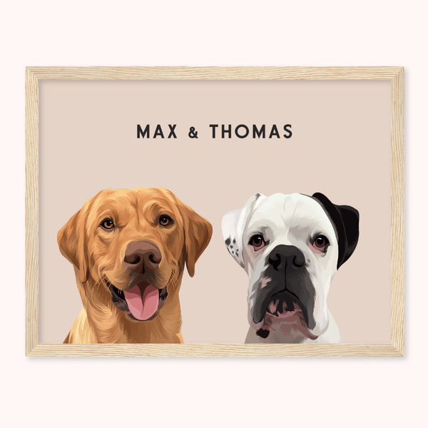 Personalised Two Pet Portrait - Max & Marley