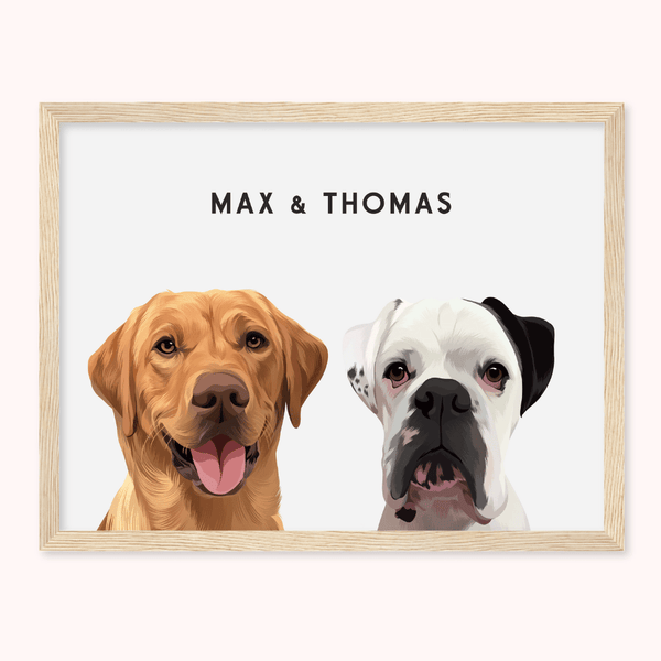 Personalised Two Pet Portrait - Max & Marley