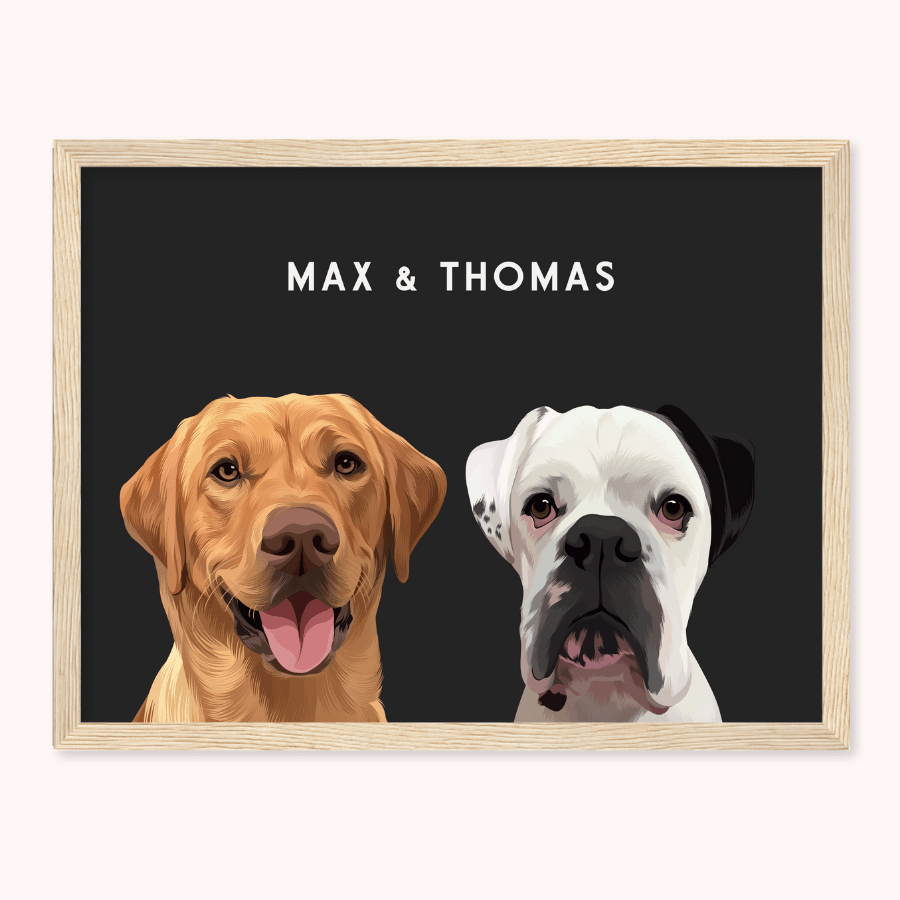 Personalised Two Pet Portrait - Max & Marley